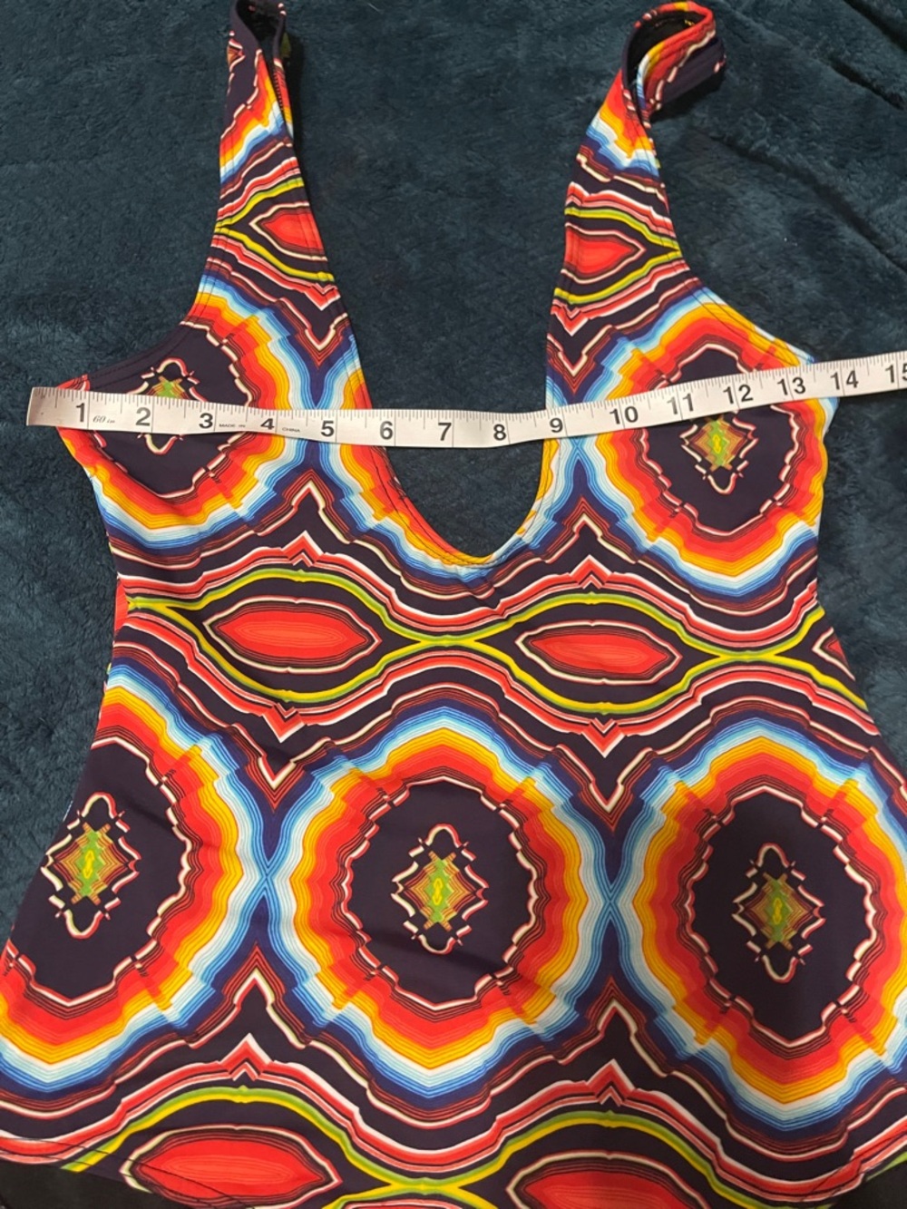 One-Piece Swimsuit with Multicolor Geometric Print - Picture 5 of 6